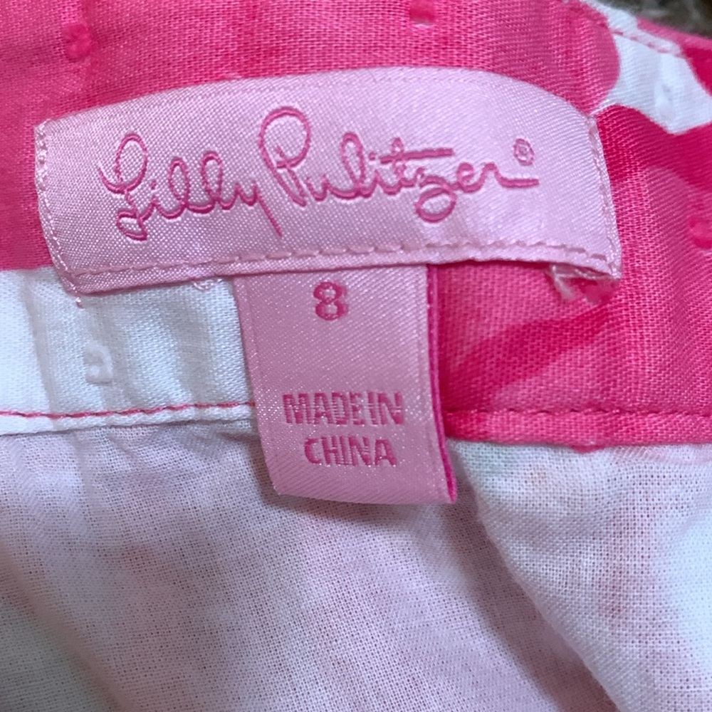 Lilly Pulitzer hot pink floral skirt woman size 8 lined cotton 16” long - Picture 4 of 8